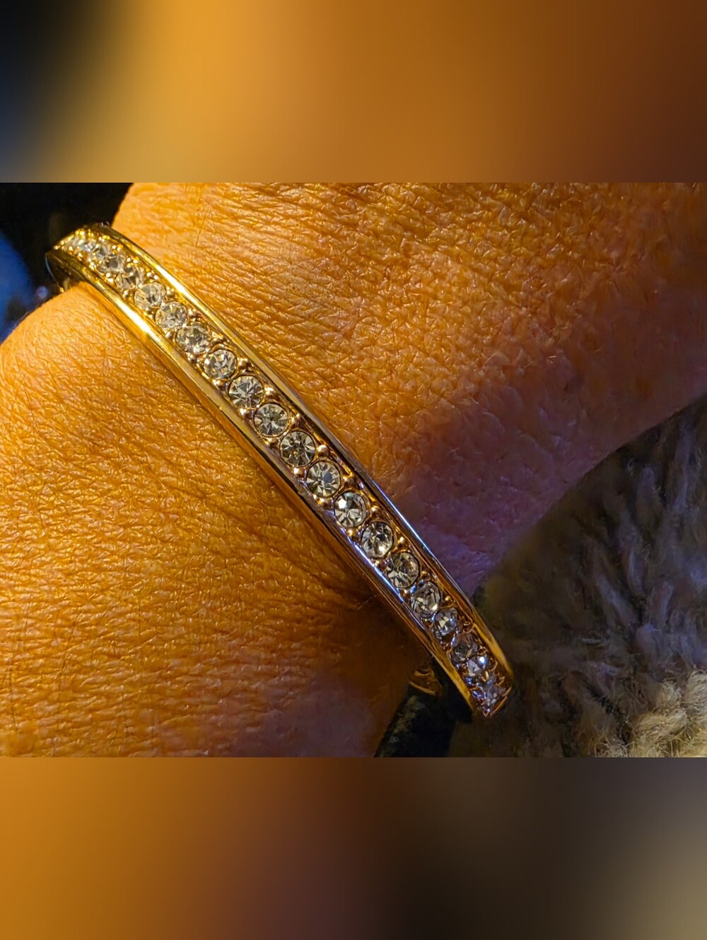 ROMAN Gold-Tone Rhinestone Hinged Bangle Bracelet Rhinestone Bangle Bracelet in